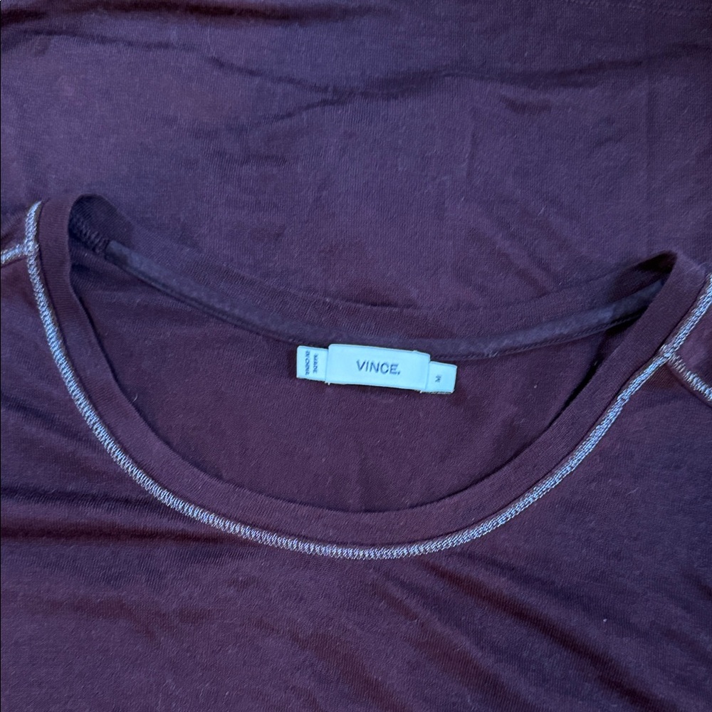 Vince Deep Burgundy long sleeves Tee sz M soft and cool!